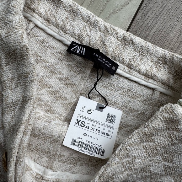 Zara Cream Houndstooth Tweed Skort | Size: Xtra Small | NWT - Picture 2 of 7